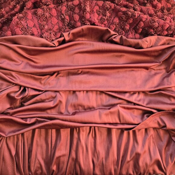 76-19 Torrid Tea Length Brick Rust Sweetheart Lace Roses Dress Size 14 - Picture 12 of 14